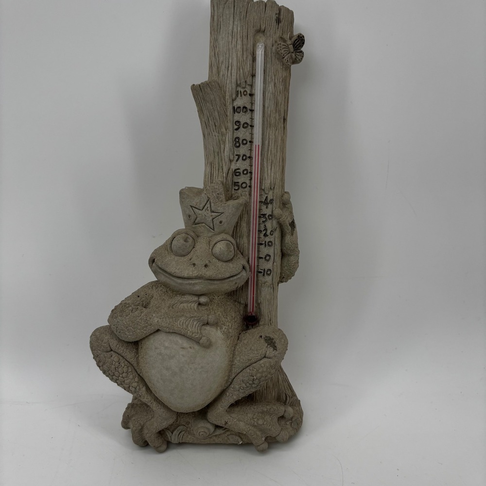 Carruth Studio 2000 Frog Prince Stone Garden Thermometer Wall Plaque Decor